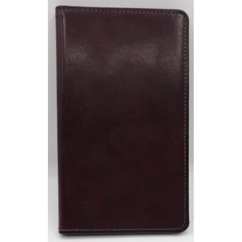 Hazel Business Card Folder/Address Book with Outer Pocket- Brown Leather Vintage